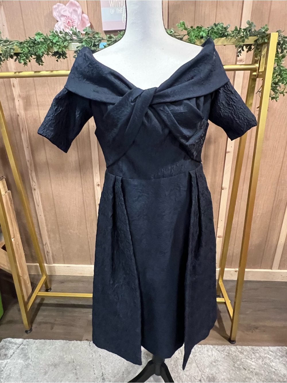 Elegant Off-Shoulder Navy Dress
